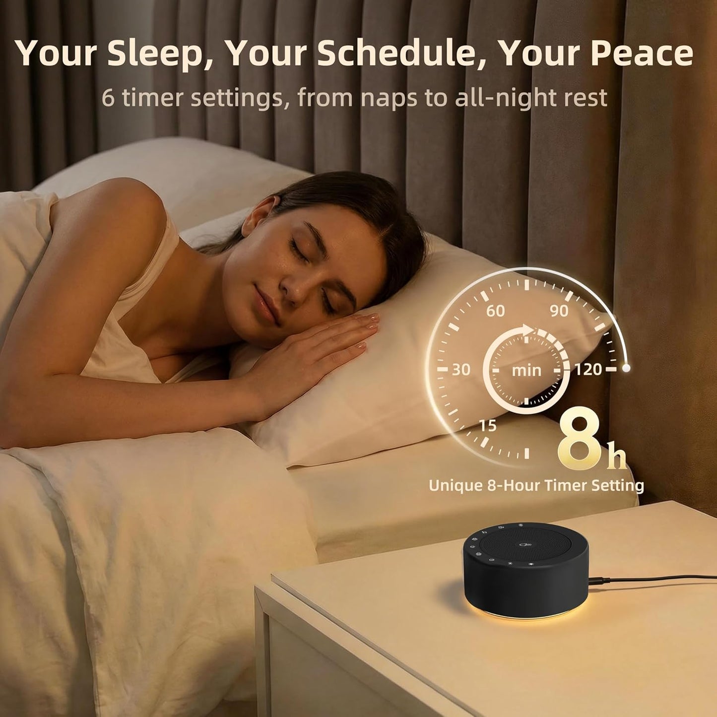Kipcush White Noise Machine for Baby & Adults, 30 Soothing Sounds, Soft Non-Glare Nursery Lamp, 8 Color Night Lights, Memory Function (Angel V1 White, Standard)