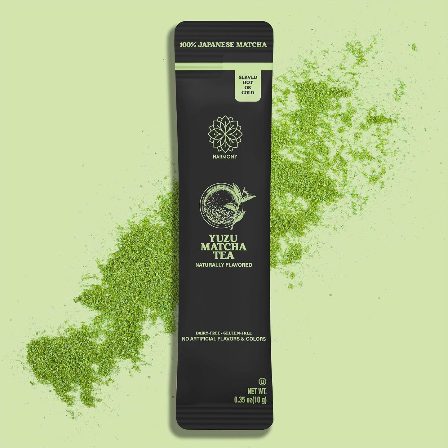 The Harmony Matcha Vanilla (10 Sticks) Premium Sweetened Japanese Matcha Powder, Rich in Antioxidants & L-Theanine, Dairy, Gluten, & Preservative Free, Serve Hot or Iced
