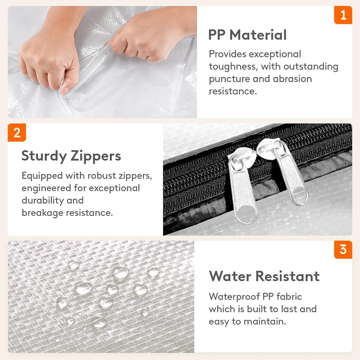 Lifewit Clear Storage Bags, 45L Clothes Organizer with Zipper