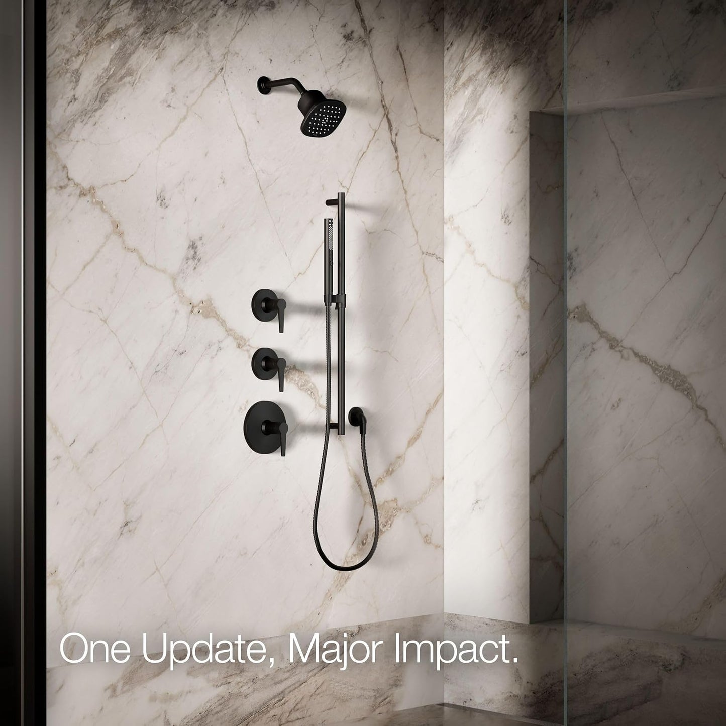 KOHLER 33631-Y-BN Cinq Round Single-Function Filtered Showerhead, Five-Layer Filtration, 2.5 GPM, Full Coverage Spray, Premium Durable Material, Vibrant Brushed Nickel