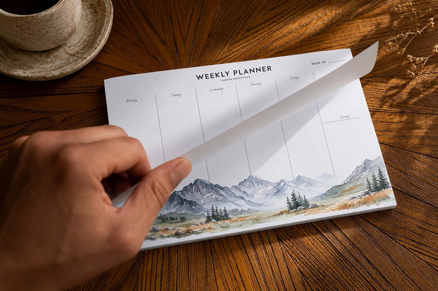 Weekly Planner Tear-Off Pad 8.5" x 5.5" – Landscape Weekly Desk Planner – 52 National Parks Designs – 52 Sheets – 100 GSM Paper – Undated Minimalist Organizer