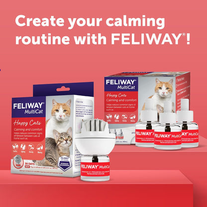 FELIWAY MultiCat 30 Day Cat Calming Plug In Pheromone Diffuser Starter Kit, 48ml - Helps Reduce Conflicts and Signs of Tension in Multi-Cat Households