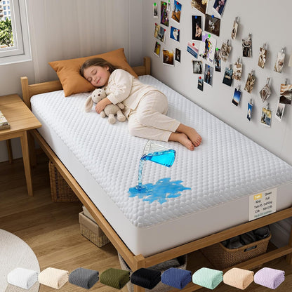 OhGeni 100% Waterproof Mattress Protector,Queen Size Premium Bamboo Mattress Pad,Pet Hair & Bedwetting Resistant,Cooling Breathable Fitted Sheets,Washable Bed Cover,Non-Slip Deep Pocket for Bedroom