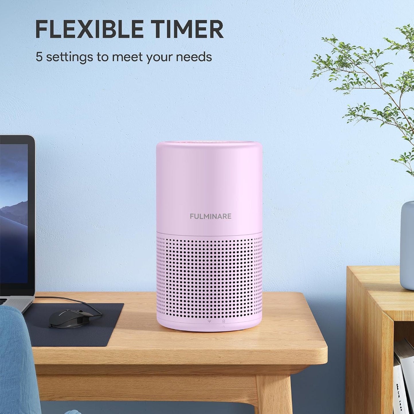 FULMINARE Air Purifiers for Home Bedroom H13 HEPA Air Purifier, 3 Speeds, Timer, 24dB, Small Mini Air Purifier with Night Light, Sage Green