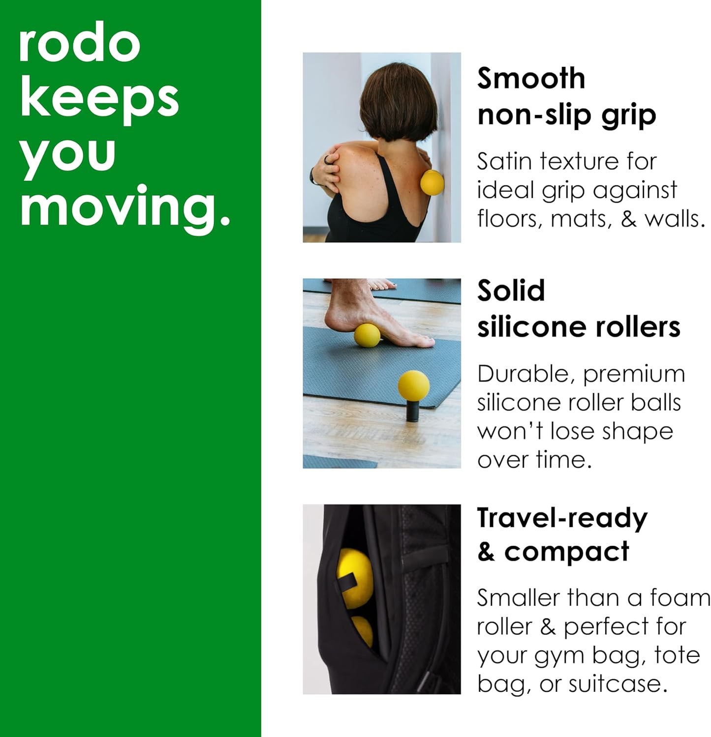 Rodo 2-in-1 Soft Peanut & Lacrosse Ball Roller | Deep Tissue Massage Tool for Fascia, Plantar Fasciitis, Hips & Back | Mobility & Recovery Roller | Compact, Travel-Friendly, Pilates & Therapy Ready