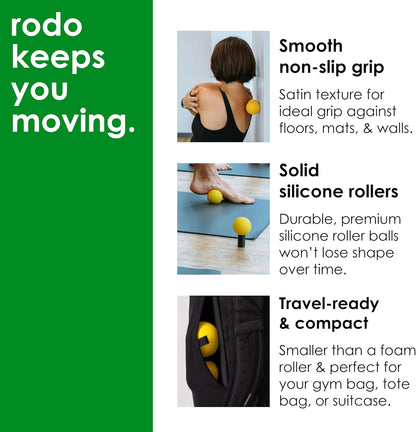 Rodo 2-in-1 Soft Peanut & Lacrosse Ball Roller | Deep Tissue Massage Tool for Fascia, Plantar Fasciitis, Hips & Back | Mobility & Recovery Roller | Compact, Travel-Friendly, Pilates & Therapy Ready