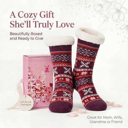 Cozylook Fuzzy Slipper Socks for Women with Grips Warm Cozy Soft Non-Slip Winter Socks Cozy Gift Idea