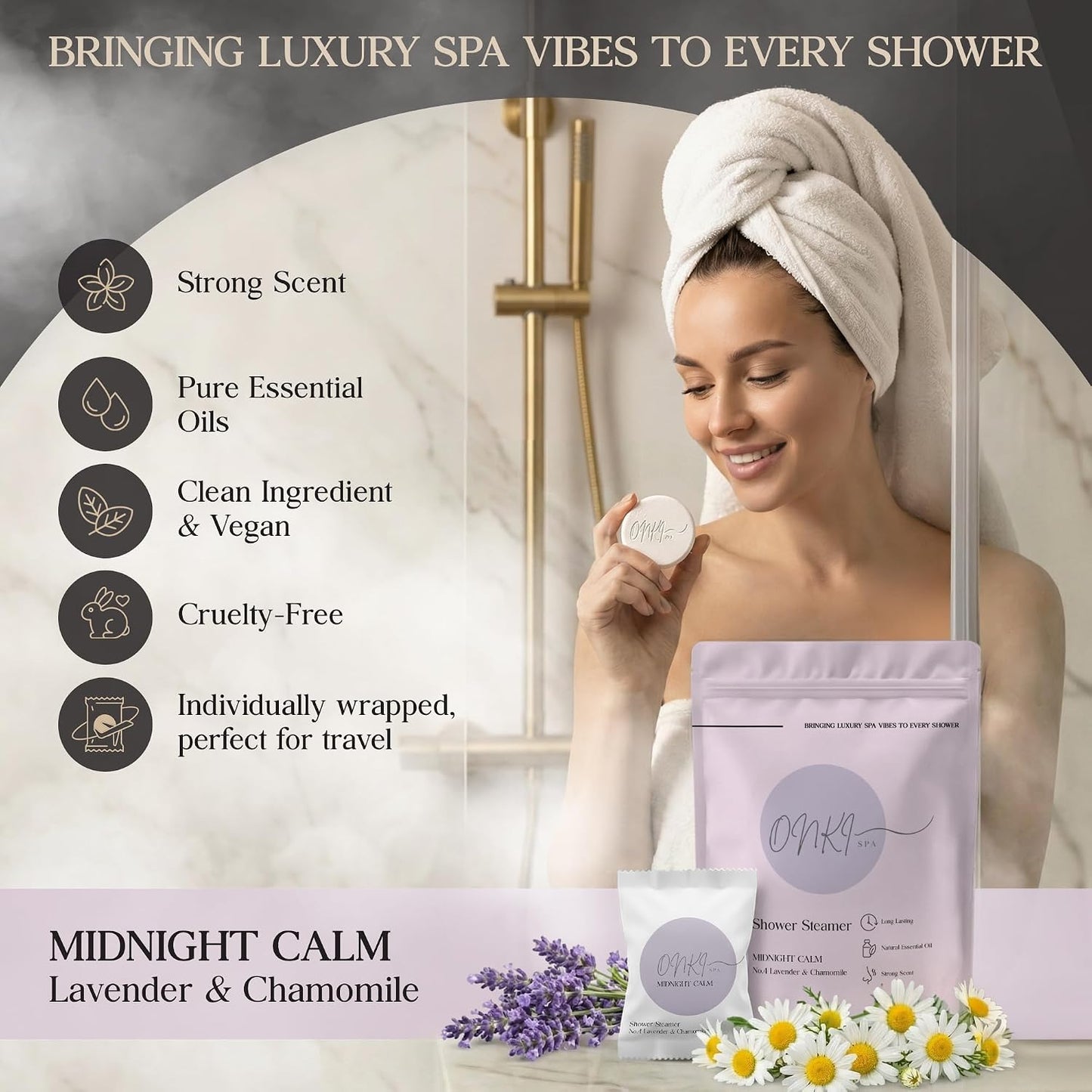 Lavender Chamomile Shower Steamers Aromatherapy 6 Pack – Lavender Shower Steamer for Sleep, Relaxation & Calm – Chamomile Spa Shower Bombs for Women & Men, Individually Wrapped