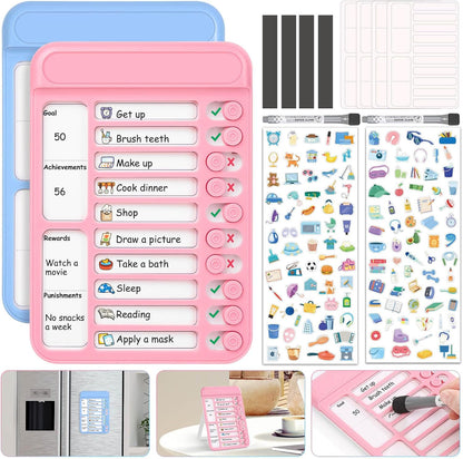 Audab Dry Erase Chore Chart for Kids, Magnetic Whiteboard Checklist Board, Chore Checklist Slider to Do List Board, Daily Routine Chart Schedule Board Task Tracker for Home Refrigerator, Wall, Desk