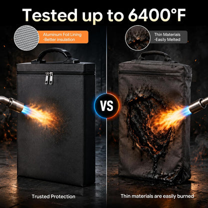 Fireproof Document Bag, Upgrade 6400℉Material Fireproof Money Bag with 2 Pockets, 12 Layer Heat Insulated, Fireproof Envelope Pouch for Important Documents, Files, Cash and A4 paper