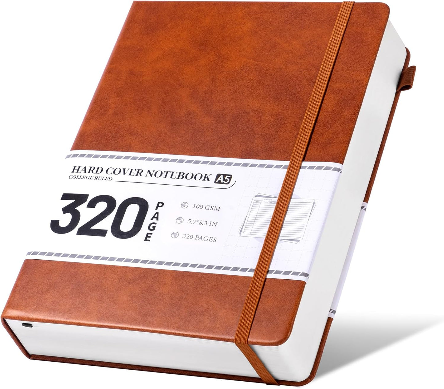 CAGIE Lined Journal Notebook for Women Men 320 Pages 100 Gsm Paper Thick Journaling Notebooks A5 Leather Journals for Writing Hardcover Journal Supplies for Work Note Taking Diary, 5.7x8.3 In, Green