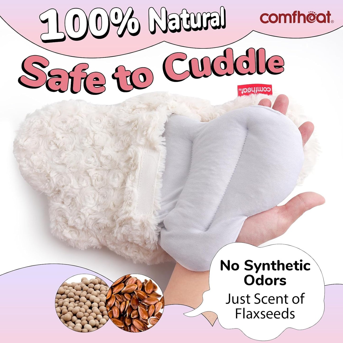 Microwave Unscented Heating Pad for Pain Relief, Moist Heat Pack Hot Compress for Period Cramps, Shoulder, Muscles, Cute Cloud Plush Heating Pad, Gift for Girl Women, with Washable Cover