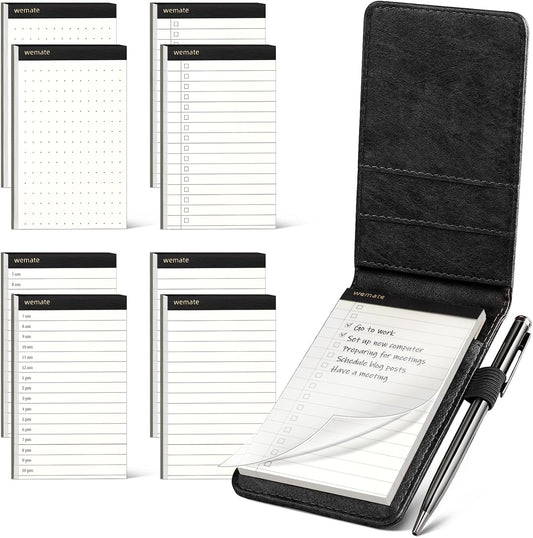 WEMATE Pocket Notebook with Pen, 10 Pieces Pocket Notebook Set Black