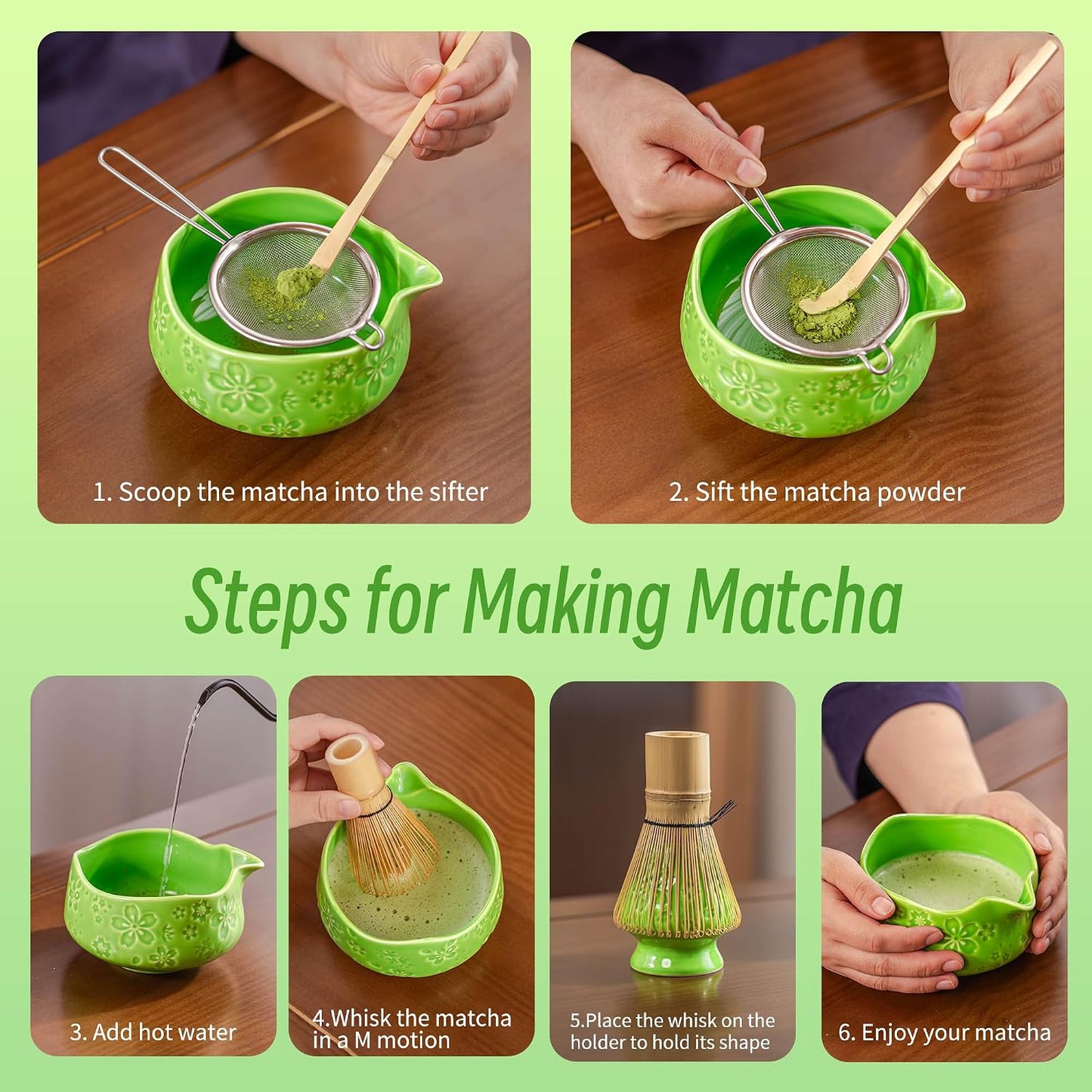 TEANAGOO Matcha Whisk Set Black,7 Pcs Matcha Set,Matcha Kit for Ceremony,Tradition Tea Set for Making Breakfast/Latte,Matcha Whisk Set with Bowl(Chawan)/Whisk and Holder,Gift for Family/Friend