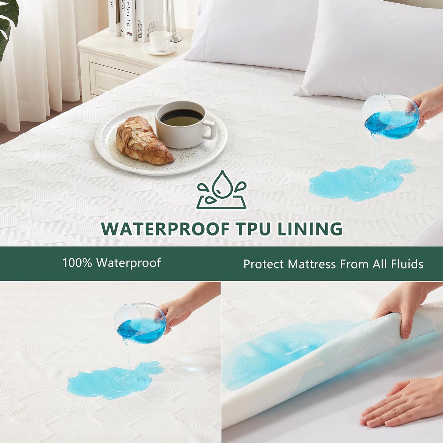 Queen Mattress Protector Waterproof 3D Air Fabric Mattress Pad Cover