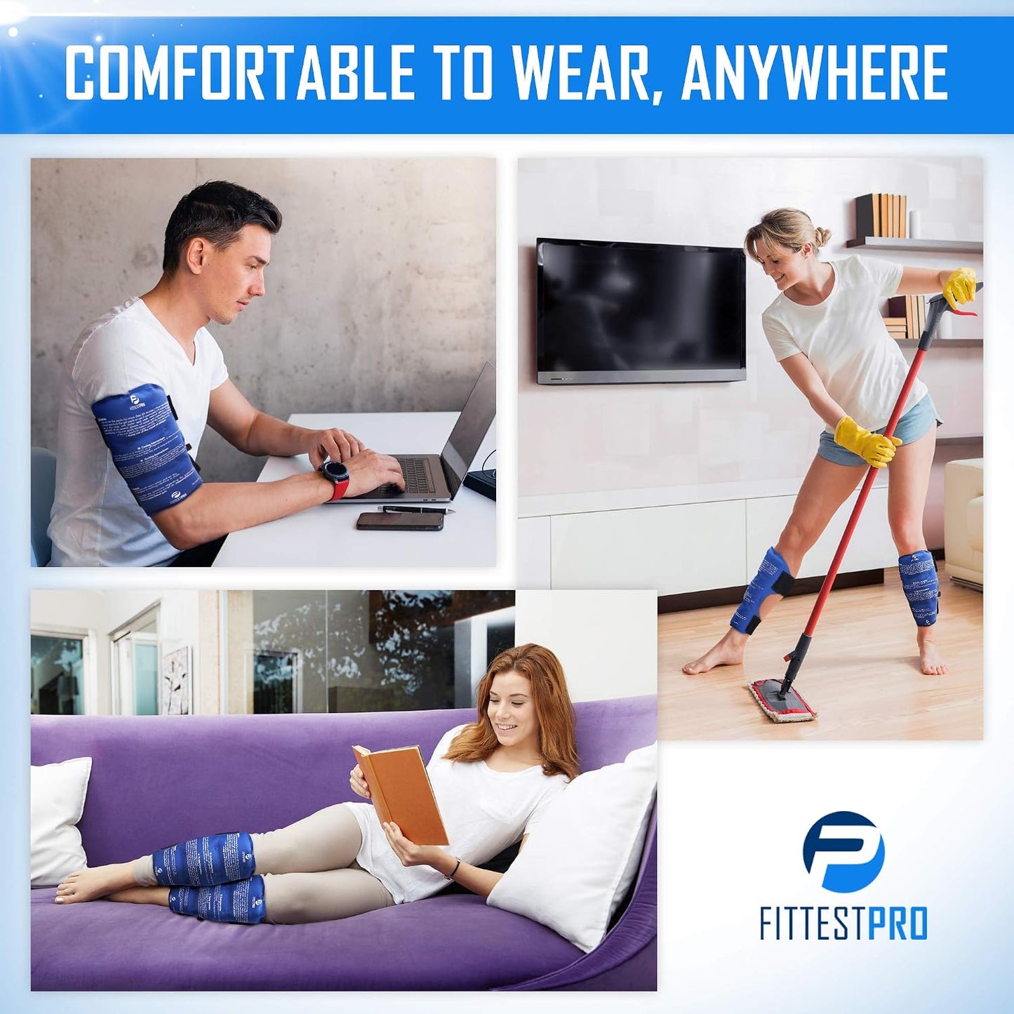 Fittest Pro Knee Ice Pack Wrap for Pain Relief, Reusable Hot and Cold Therapy Wrap for Swelling, Recovery, and Therapy for Arthritis, Meniscus Tear and ACL