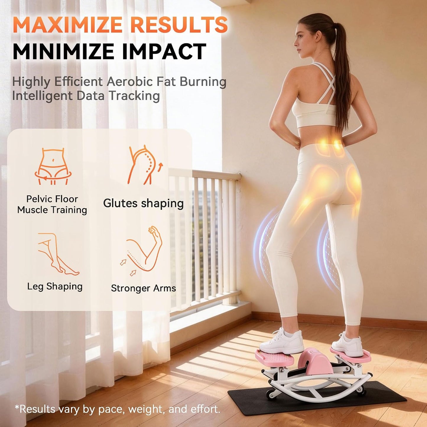 Rock Stepper - Steppers for Exercise at Home, Portable Stepper Side to Side with Digital Display & Resistance Bands, 330 LBS Capacity Full Body Workout Low-Impact Knee-Friendly 3D Stair Stepper