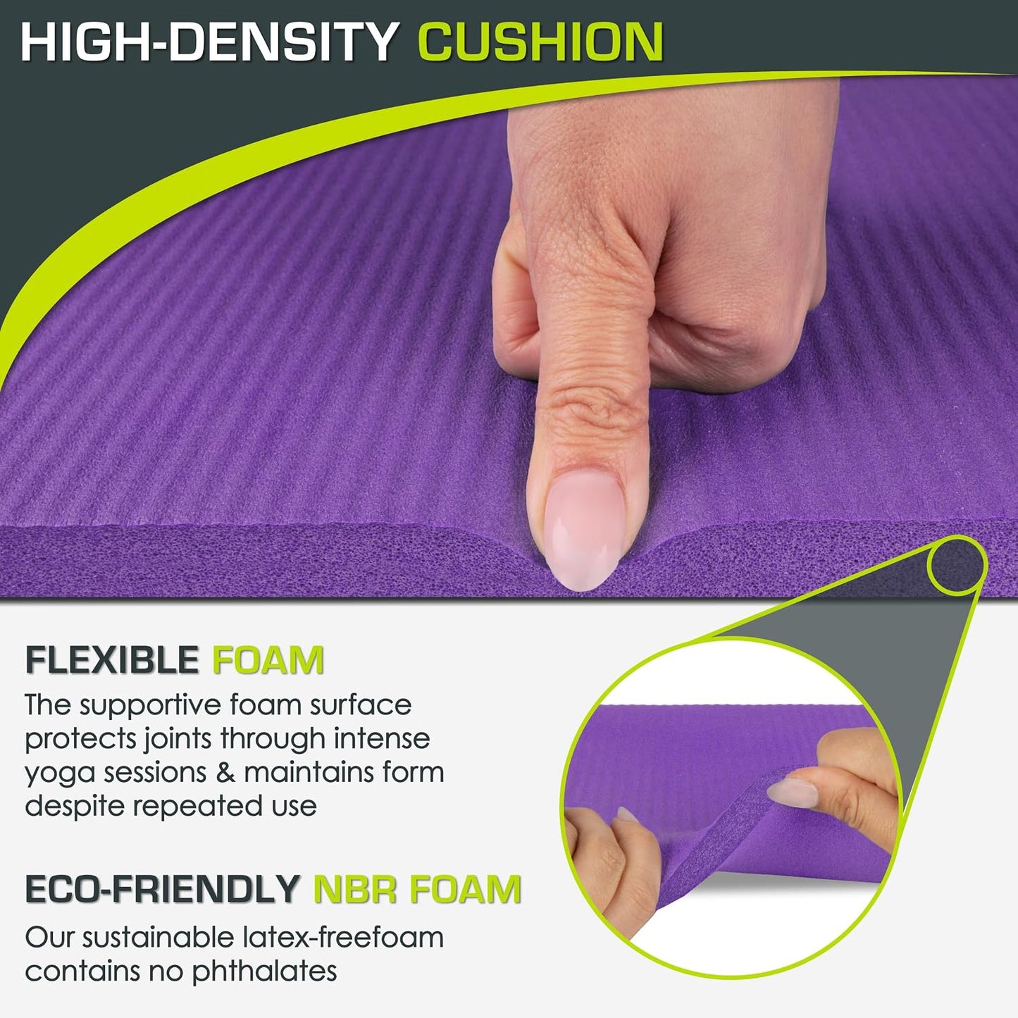 ProsourceFit Extra Thick Yoga Knee Pad and Elbow Cushion 15mm (5/8”) Fits Standard Mats for Pain Free Joints in Yoga, Pilates, Floor Workouts
