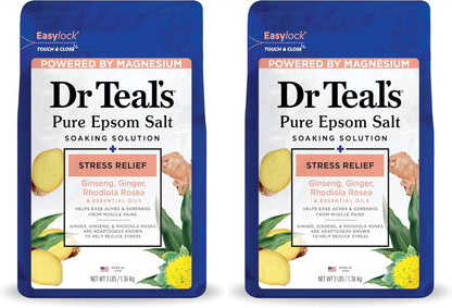 Dr Teal's Epsom Salt Magnesium Soak, Stress Relief with Essential Oils, 3 lbs