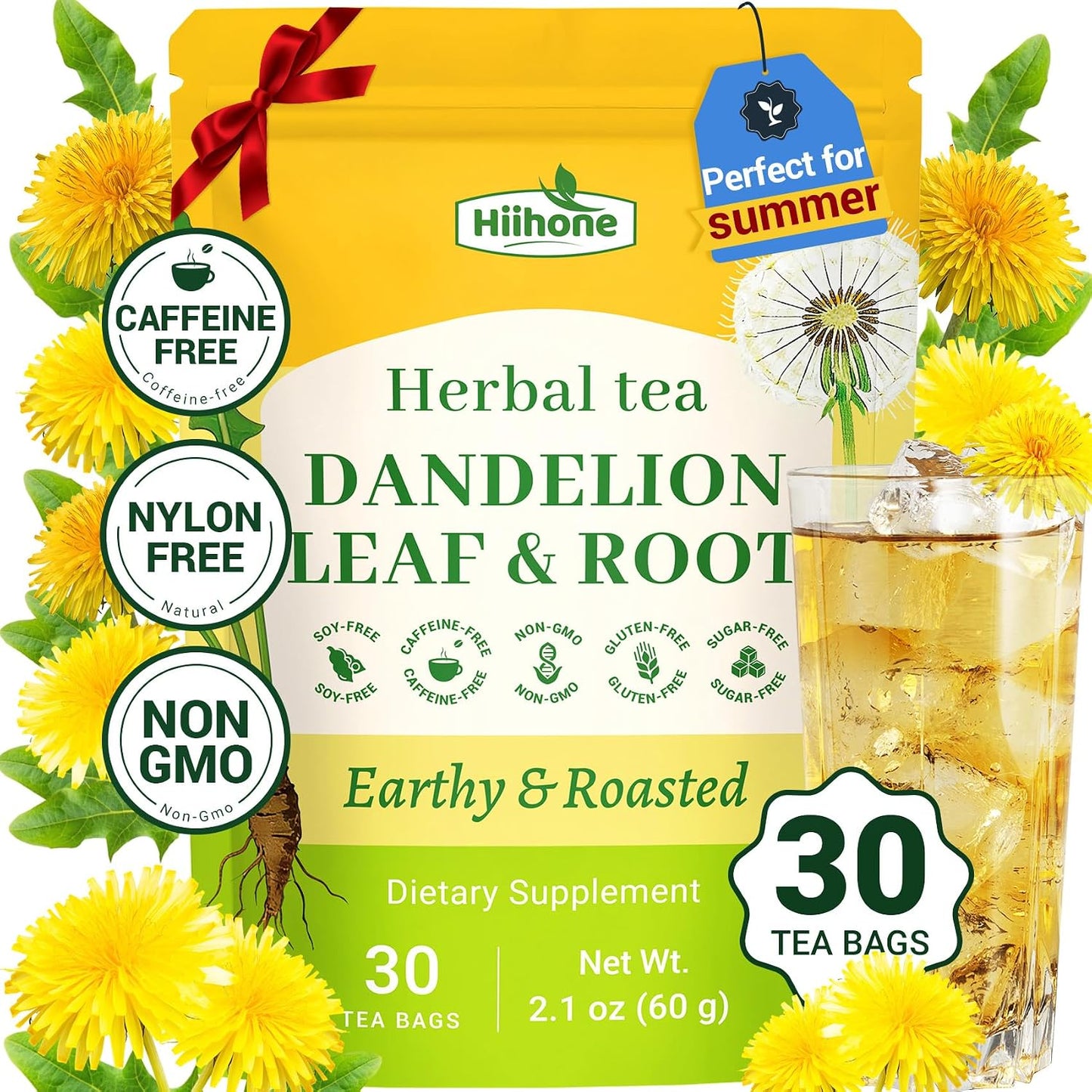 Hiihone Lemon Balm Tea Bags 20 Count – Pure & Natural Lemon Balm Tea, Caffeine-Free Herbal Tea, Calming & Soothing, Non-GMO, Fresh Citrusy Flavor