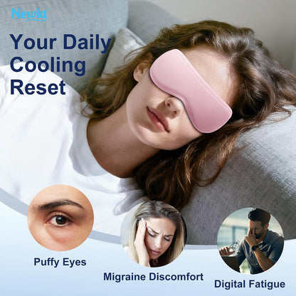 Cooling Gel Eye Mask for Puffy Eyes, Contoured Cold Compress for Eyes, Reusable Cold Eye Mask for Puffiness, Migraine & Tired Eyes, Post Surgery, Ice Gel Pack for Eye Care, Adjustable Strap (Blue)