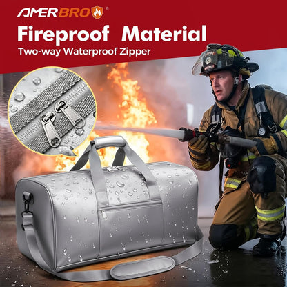 Large Waterproof Fireproof Document Bag, 24x12x12 in, Black