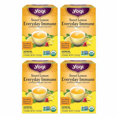 Yogi Sweet Lemon Everyday Immune Tea, 16 Tea Bags (4 Pack)