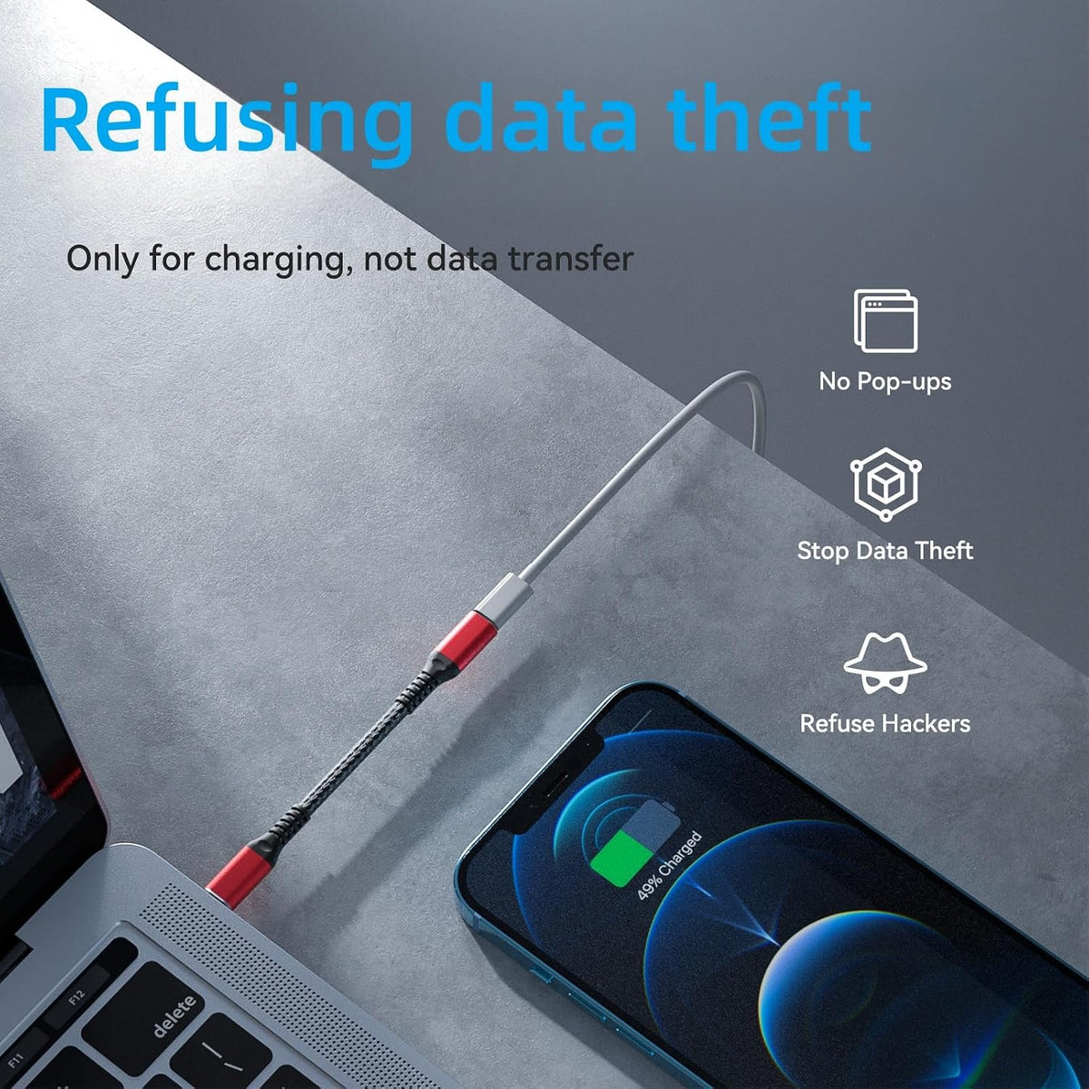 Data Blocker USB-C USB Data Blocker(2PCS),Charge-Only Adapter Against Juice Jacking, Provide Safe and high-Speed Charging