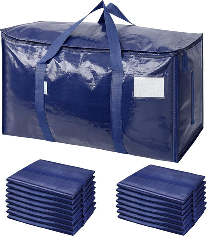 TICONN Extra Large Moving Bags Heavy Duty with Zippers & Carrying Handles, Durable Storage Bags Moving Boxes for Closet Organizers and Storage (Blue)