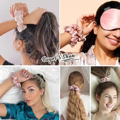 LILYSILK Silk Hair Scrunchies / Ties for Frizz & Breakage Prevention, 100% Mulberry, No Damage, Elastic ponytail Holders, 1Pc, Coffee - Colors B