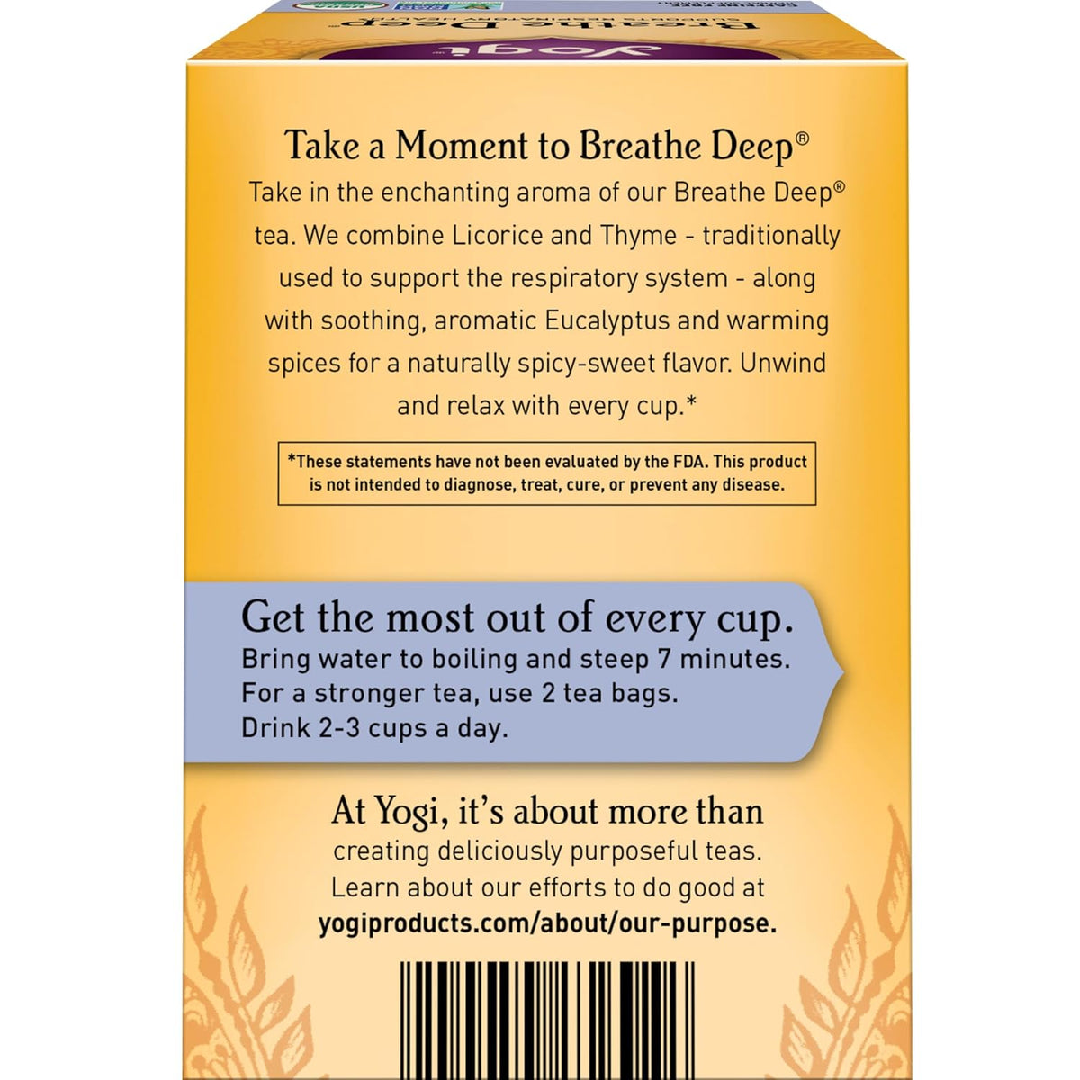 Yogi Breathe Deep Organic Tea, 16 Tea Bags (6 Pack)