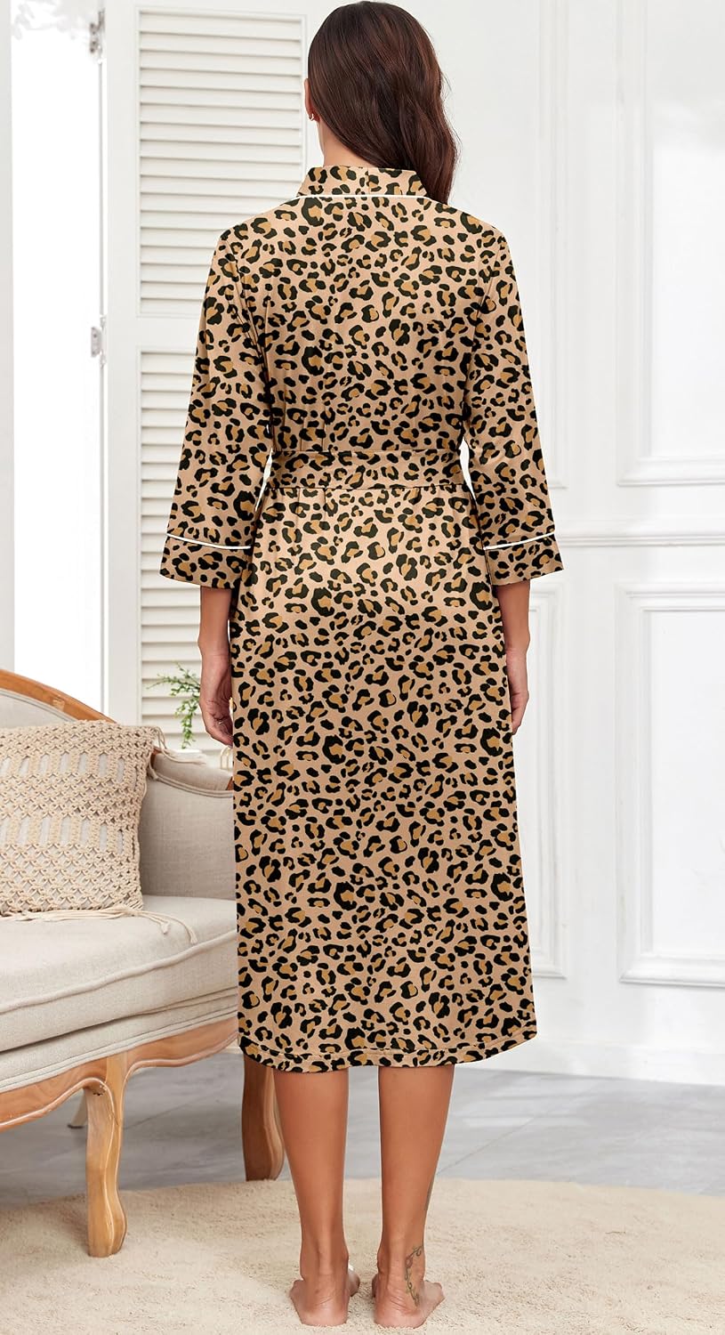PrinStory Robes for Women 3/4 Sleeve Long Bath Robe XS-4XL