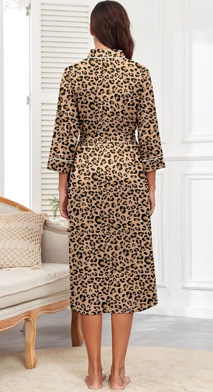 PrinStory Robes for Women 3/4 Sleeve Long Bath Robe XS-4XL