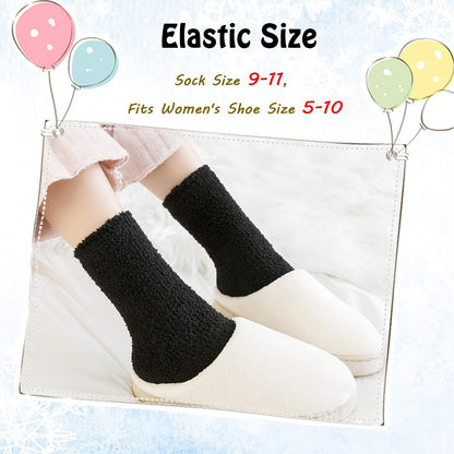 LANLEO 5/6 Pairs Womens Super Soft Fuzzy Plush Warm Winter Home Sleeping Slipper Socks