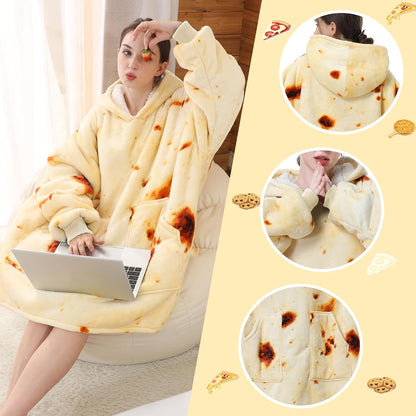 Aemicion Strawberry Blanket Hoodie,Oversized Sherpa Wearable Hooded Blanket,Warm Cozy Sweatshirt Gifts for Women Girls Adult