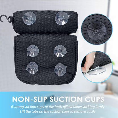 AEROiVi Luxury Bath Pillows for Tub，Bath Pillow Bathtub Pillows for Head and Neck Support Bath Cushion Made from Soft Spacer Mesh Material with Suction Cups,Gray