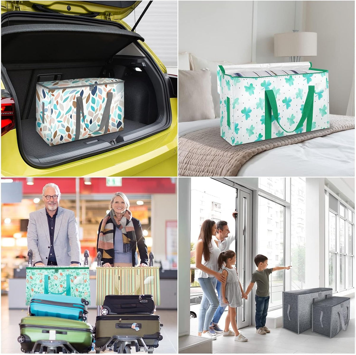 BALEINE Oversized Moving Bags with Reinforced Handles, Heavy-Duty Storage Tote for Clothes, Moving Supplies (Clear)