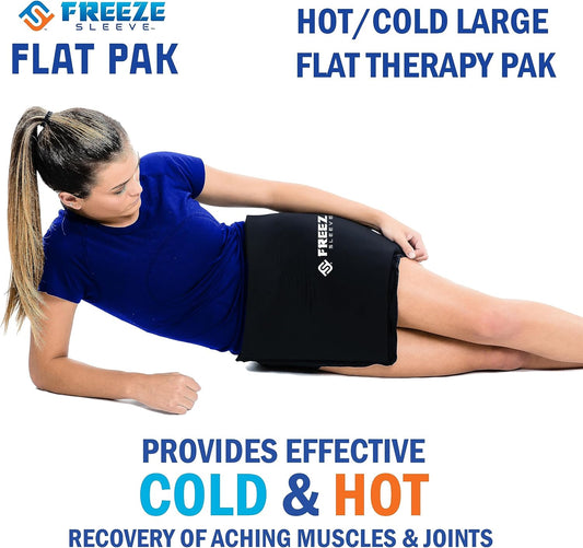 FreezeSleeve Flat Pak | 12" x 17" Extra Large Reusable Gel Ice Pack for Hot and Cold Therapy | Soft Flexible Cooling Pad for Back Hip Leg Injuries and Pain Relief | Cold Compress for Injury Recovery