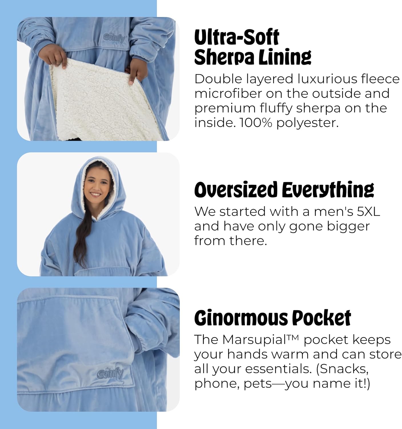 THE COMFY Original | From Shark Tank | Patented | Oversized Sherpa Wearable Blanket Hoodie| Gift for Women & Men | One Size