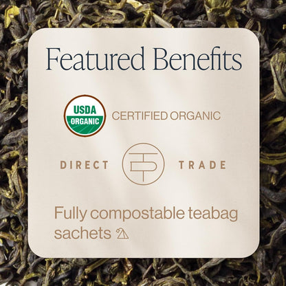Rishi Tea Jasmine Organic Chinese Green Sachet Tea Bags, Caffeinated, 30ct