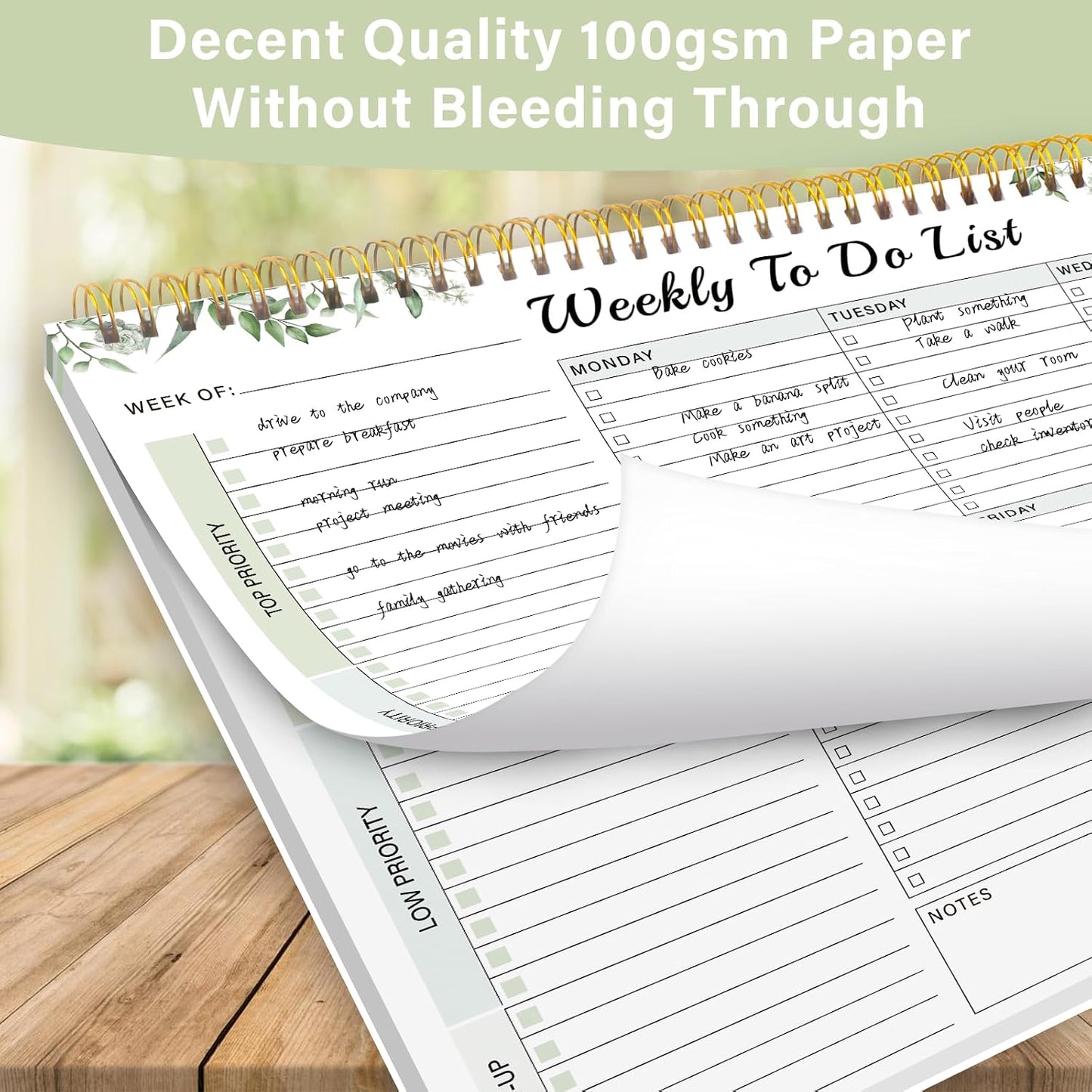 Weekly To Do List Notepad with 52 Undated Sheets（8.5"×11"）- Weekly Desk Planner Pad with Spiral Binding for Women & Man, Office, School and Home Personal Organizer