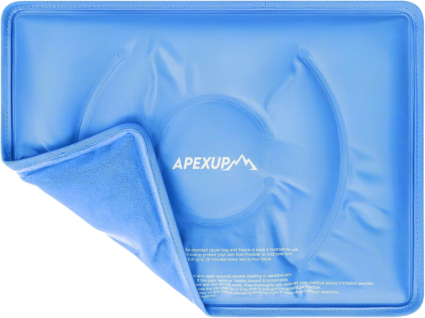 APEXUP Gel Ice Packs for Injuries Reusable, Flexible Double Sided Cold Packs for Injuries, Ice Pack for Knee, Shoulder, Back, Hip, Leg, Arm (Blue, 11.5"x7.5", 1PK)