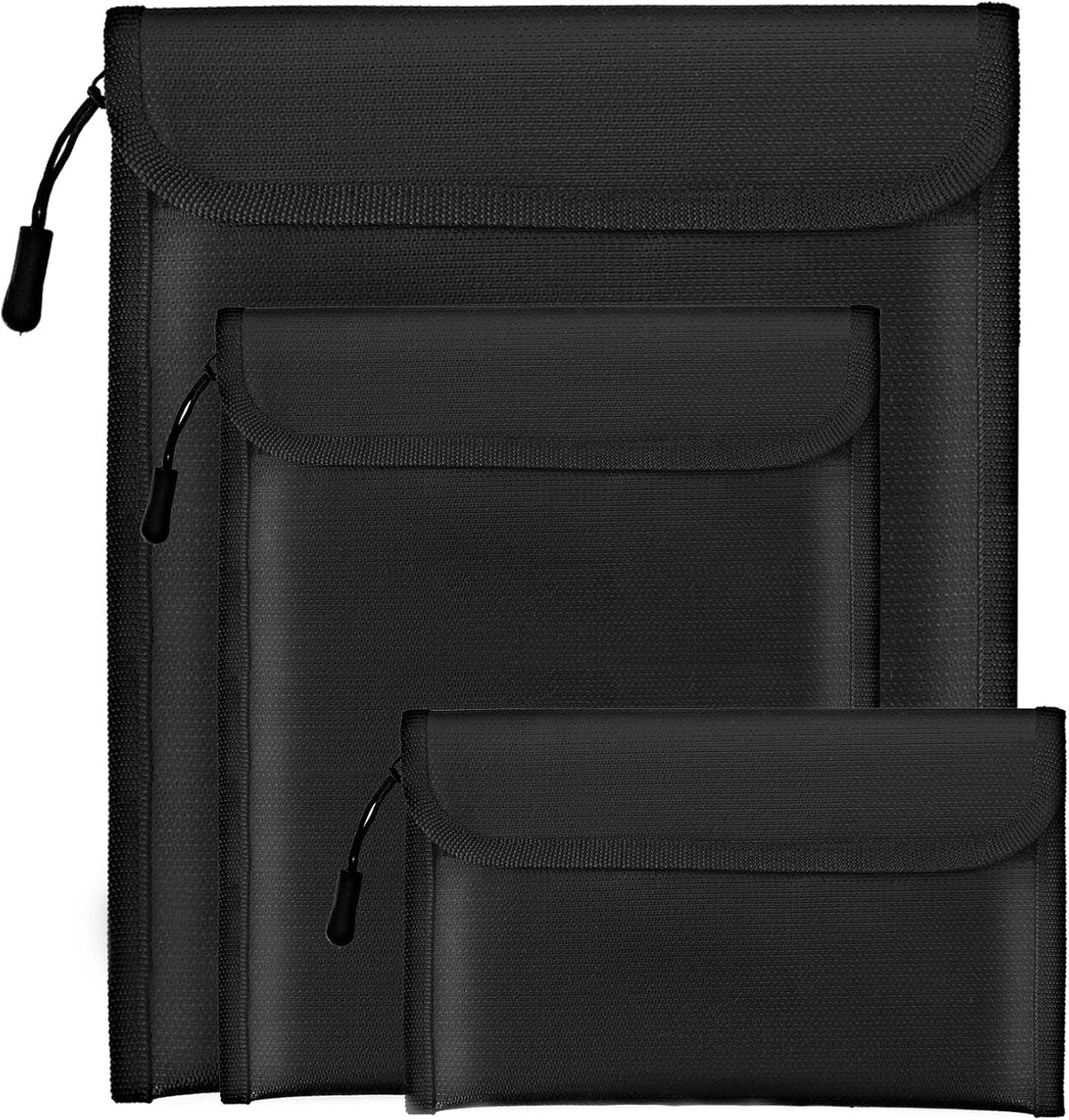 Lihengkong Fireproof Waterproof Document Bag 3-Pack Black 2000℉ Money Bag for Cash Passports ID Cards Social Security Card Protector Waterproof Zipper Pouch Fire Proof Bank Bag Document Holder