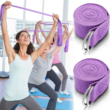Leyndo Yoga Strap Stretching Pilates Exercise Adjustable Straps 6 ft Non Elastic Yoga Belt with Adjustable D Ring Buckle for Pilates Gym Workouts Fitness