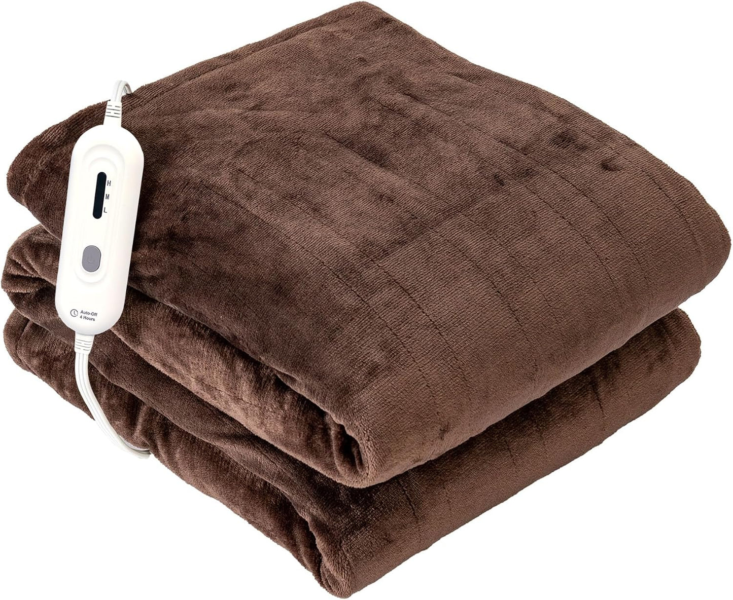 Tefici Heated Blanket Throw 50"x60", Ultra Soft 2-Layer Flannel Electric Blanket, for Home Office Sofa,3 Heat Settings, 4H Auto Off, ETL FCC Certified, Overheat Protection, Machine Washable, Camel