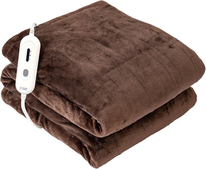 Tefici Heated Blanket Throw 50"x60", Ultra Soft 2-Layer Flannel Electric Blanket, for Home Office Sofa,3 Heat Settings, 4H Auto Off, ETL FCC Certified, Overheat Protection, Machine Washable, Camel