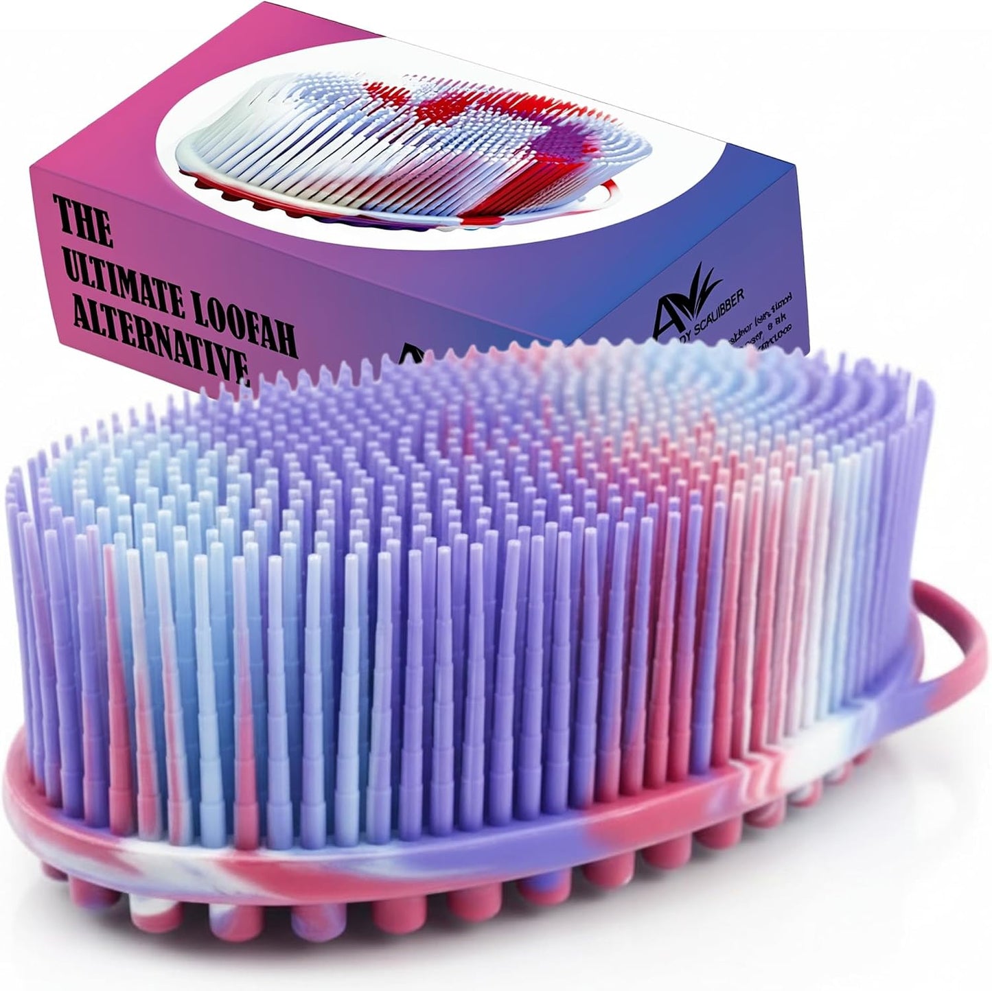 Avilana Premium Silicone Body Scrubber - Trusted Since 2017 - SGS Certified Food Grade Dual Sided Bath Brush, Quick-Dry Exfoliating Loofah Alternative, Massage Brush Sensitive Skin Women Men