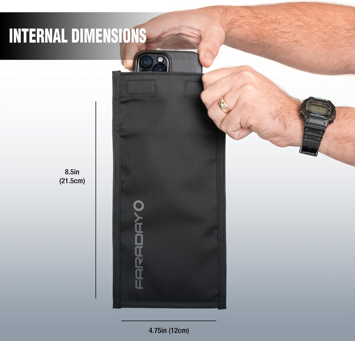 Faraday Defense Faraday Bag Jacket Pro for Phones | Magnetic Closure, Shielding - Law Enforcement & Military, Travel & Data Security, Privacy, Anti-Tracking Anti-Hacking Black (Phone Vertical)