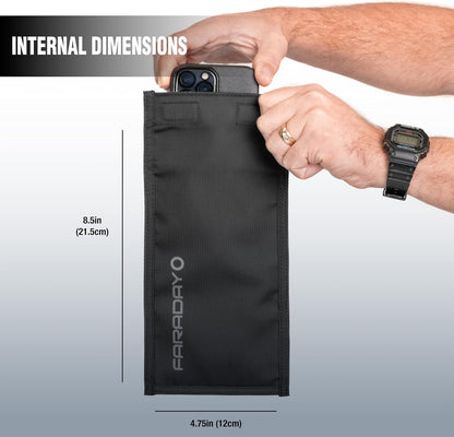 Faraday Defense Faraday Bag Jacket Pro for Phones | Magnetic Closure, Shielding - Law Enforcement & Military, Travel & Data Security, Privacy, Anti-Tracking Anti-Hacking Black (Phone Vertical)