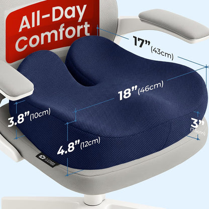 5 STARS UNITED Seat Cushion - Memory Foam Chair Cushion for Tailbone Pain Relief - Ergonomic Support for Coccyx, Sciatica & Butt - Office, Desk & Gaming Chair, Car Seat, Wheelchair, Black Suede